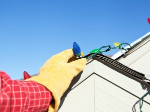 Safe holiday lighting installation tips from Pryor Roofers, Husong Roofing